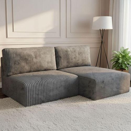 Divano Letto con Penisola Grigio Contenitore Cuscini Sfoderabili 210x149 cm, Reclinabile - Pergola