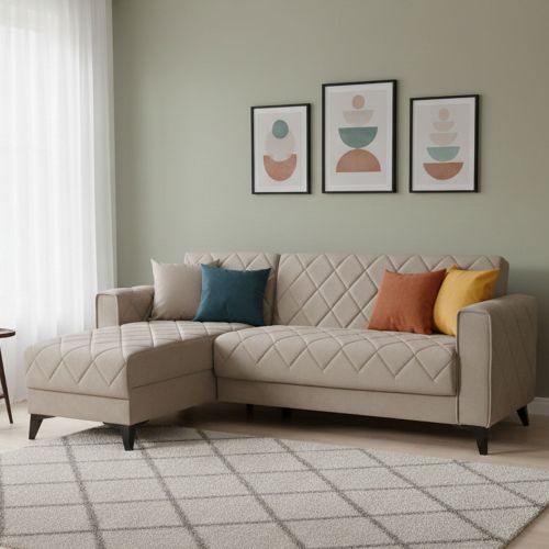Divano Letto con Penisola Grigio Scuro Nero Contenitore 228x149 cm, Lavabile - Chienes