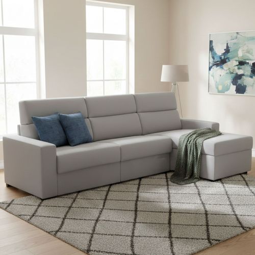 Divano letto con penisola Pusiano, 280x160 h100 cm, Grigio