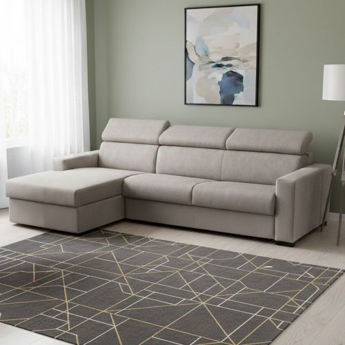 Divano letto con penisola tortora 260x95cm - Aloet
