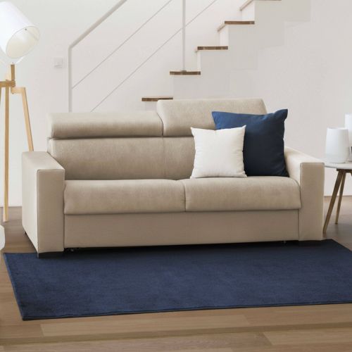 Divano letto contenitore 2 posti 160x95 cm reclinabile con vano contenitore in tessuto sfoderabile beige – Alinia