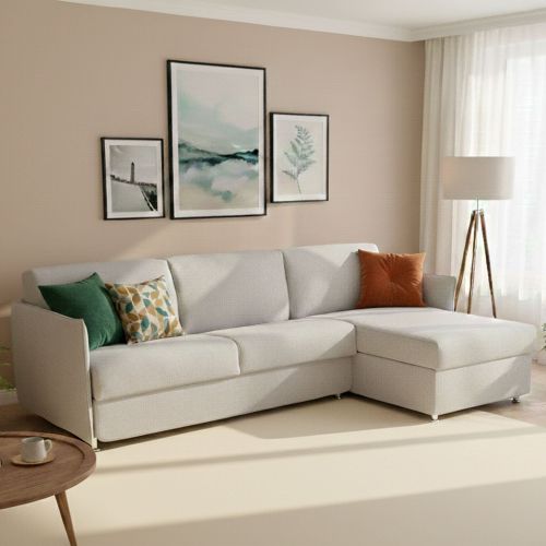 Divano letto contenitore grigio chiaro 260x160cm - Scordia