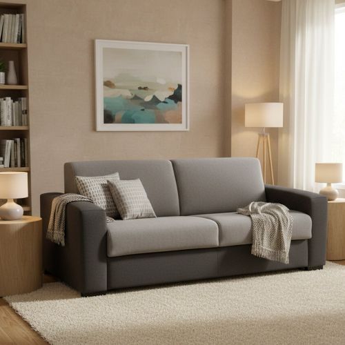 Divano letto contenitore grigio e antracite 180x95cm - Akito
