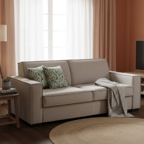 Divano letto contenitore tortora 160x95cm - Alk