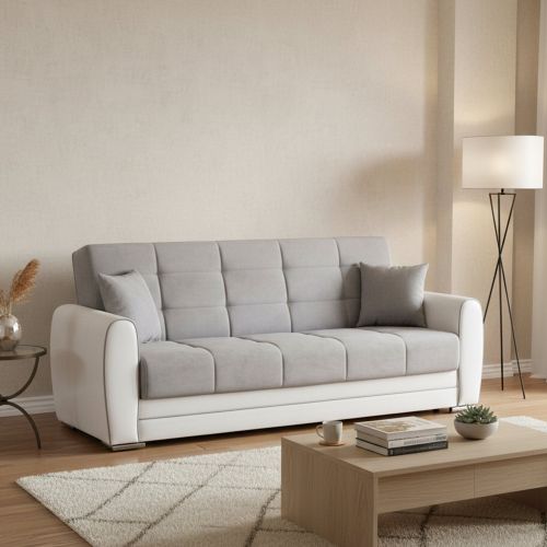 Divano letto design bianco e grigio 220x84cm - Dike