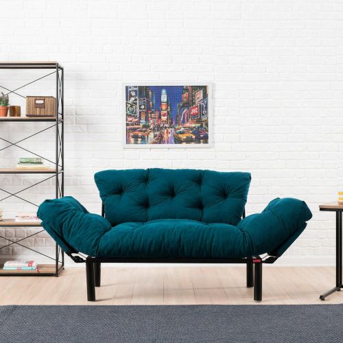 Divano letto economico azzurro 155x70cm - Guchol