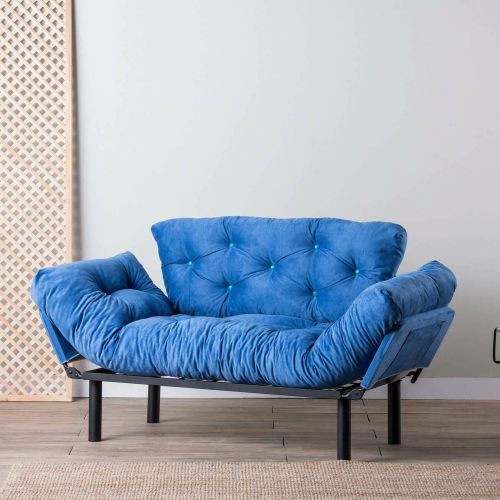 Divano letto economico blu 155x70cm - Guchol