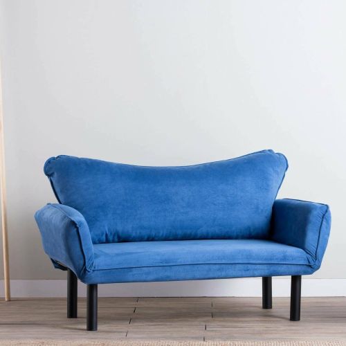Divano letto economico in tessuto blu 140x65cm - Hone