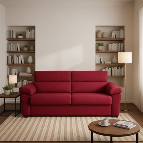 Divano letto elegante rosso 205x95cm - Fisciano