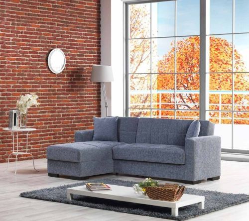 Divano letto Fernando, Divano letto ad angolo con penisola reversibile, Sofà contenitore da soggiorno con chaislongue e 2 cuscini, 230x150h81 cm, Grigio