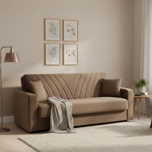 Divano letto in legno beige 214x81cm - Adda