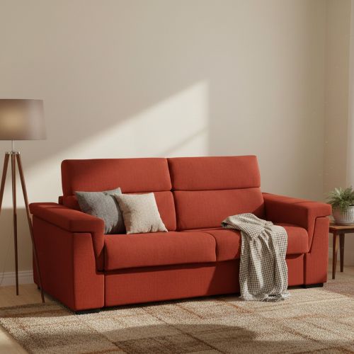 Divano letto in legno massello arancione 225x95cm - Nus
