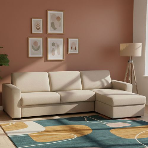Divano letto in legno massello beige 260x95cm - Allegria