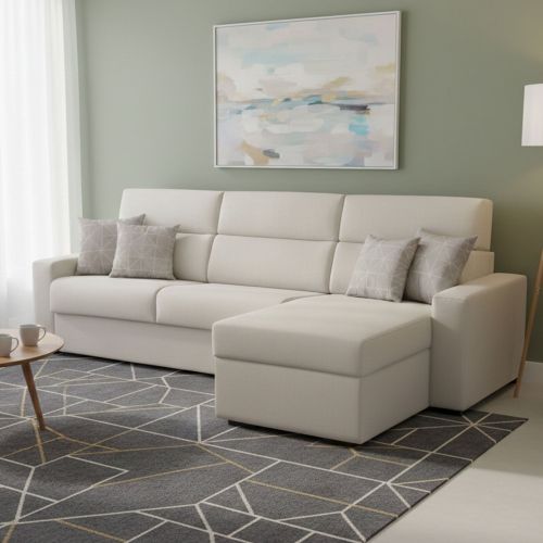 Divano letto in legno massello beige 280x160cm - Pusiano