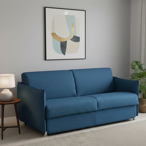 Divano letto in legno massello blu 160x95cm - Follina