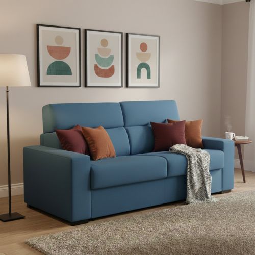 Divano letto in legno massello blu 180x95cm - Casabona