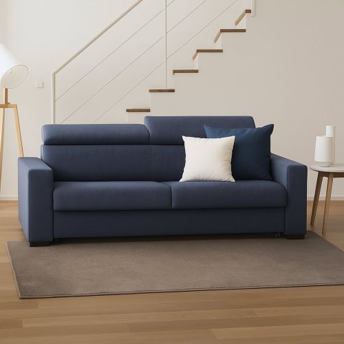 Divano letto in legno massello blu 220x95cm - Action