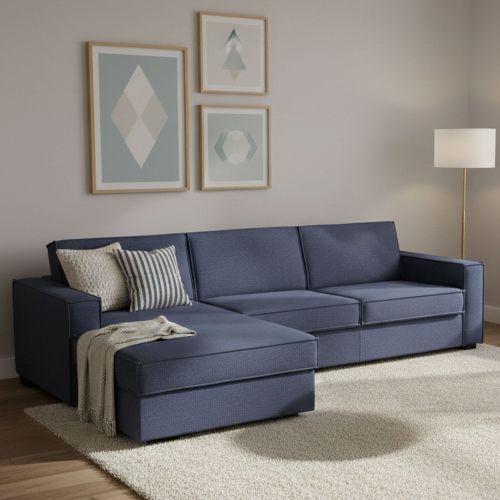 Divano letto in legno massello blu 260x95cm - Albenga