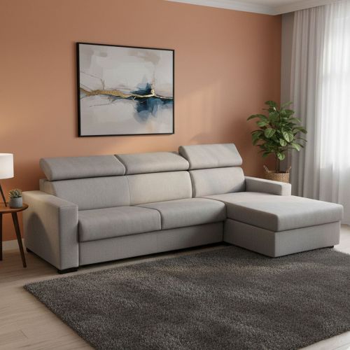 Divano letto in legno massello grigio 260x95cm - Alibella