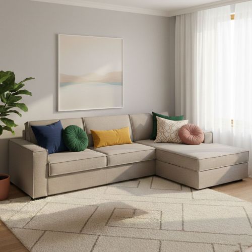 Divano letto in legno massello tortora 280x95cm - Achico
