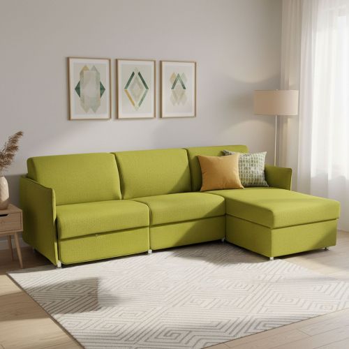 Divano letto in legno massello verde 260x160cm - Sumirago