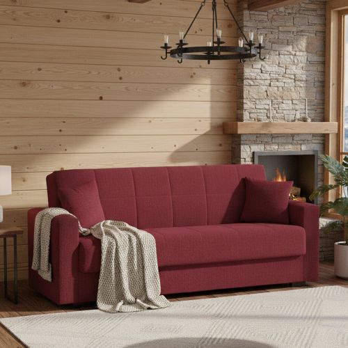Divano letto in legno rosso 212x80cm - Ambrogino