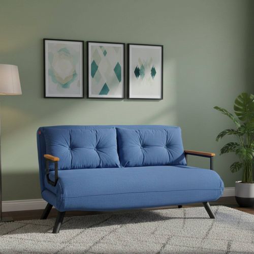 Divano letto in metallo blu 133x78cm - Calvin