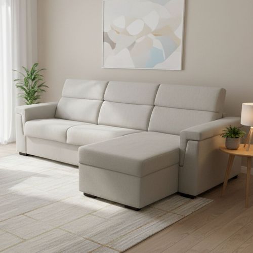 Divano letto in tessuto beige 285x160cm - Ganzaria