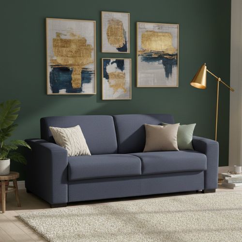 Divano letto in tessuto blu 200x95cm - Andymion
