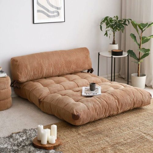Divano letto in tessuto marrone 120x75cm - Surigae