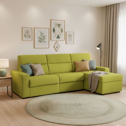 Divano letto in tessuto verde 280x160cm - Pusiano