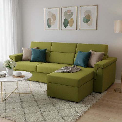 Divano letto in tessuto verde 285x160cm - Ganzaria