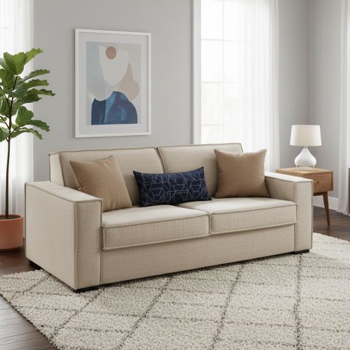 Divano letto matrimoniale beige 220x95cm - Asteroide