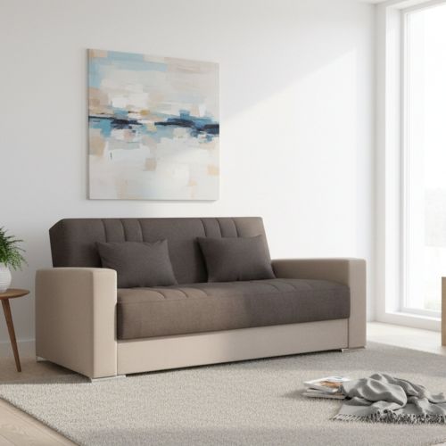 Divano letto matrimoniale beige e grigio 230x96cm - Arix