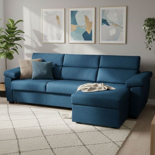 Divano letto matrimoniale blu 285x160cm - Priverno