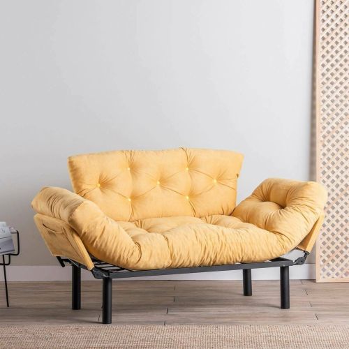 Divano letto matrimoniale giallo 155x70cm - Guchol