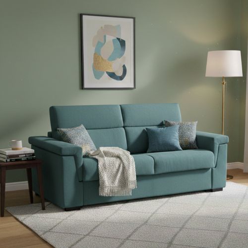 Divano letto moderno azzurro 225x95cm - Nus
