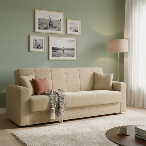 Divano letto moderno beige 212x80cm - Ambrogino