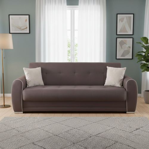 Divano letto moderno grigio chiaro 224x85cm - Alfo