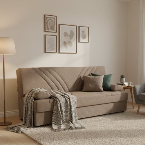 Divano letto reclinabile beige 181x81cm - Apicella