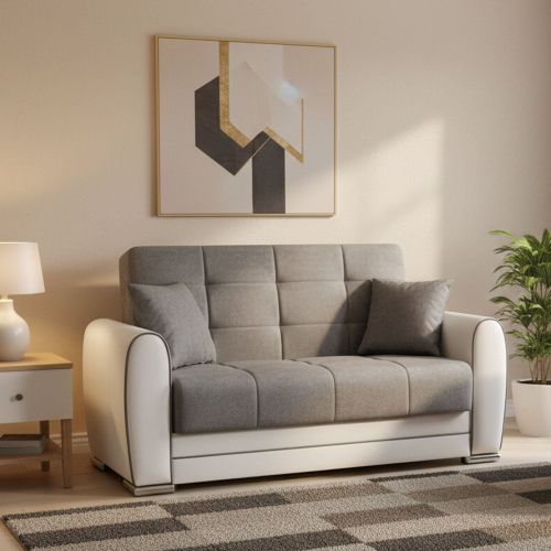 Divano letto reclinabile bianco e grigio 163x84cm - Aloe