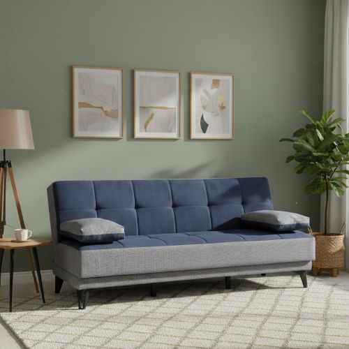 Divano letto reclinabile grigio e blu 190x87cm - Aborigeni
