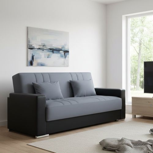 Divano letto reclinabile nero e grigio 230x96cm - Arix