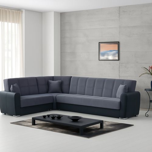 Divano letto reclinabile nero e grigio 305x238cm - Gaillardia
