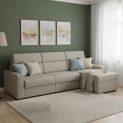 Divano letto reclinabile tortora 280x160cm - Celleno