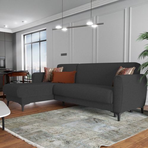 Divano letto rivestito in tessuto antracite 230x153cm - Aber