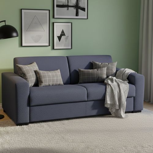 Divano letto rivestito in tessuto blu 160x95cm - Alcatraz