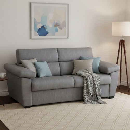 Divano letto rivestito in tessuto tortora 225x95cm - Trino