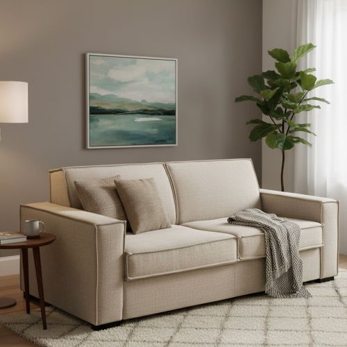 Divano letto sfoderabile beige 160x95cm - Alk