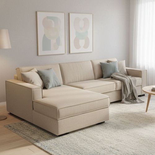 Divano letto sfoderabile beige 260x95cm - Albenga